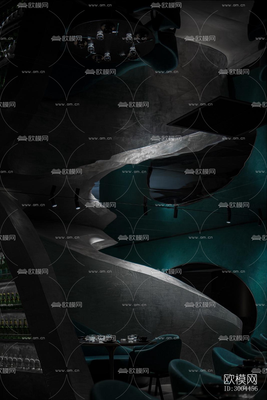 高级灰西餐厅效果图下载（渲染图9）
