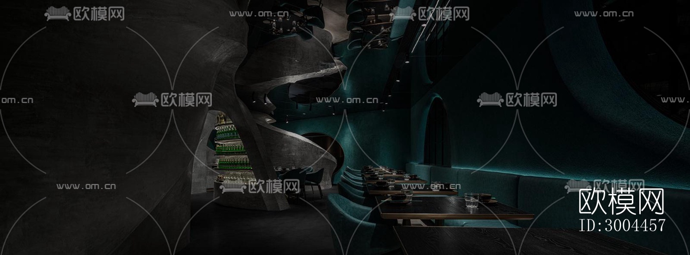 高级灰西餐厅效果图下载（渲染图12）