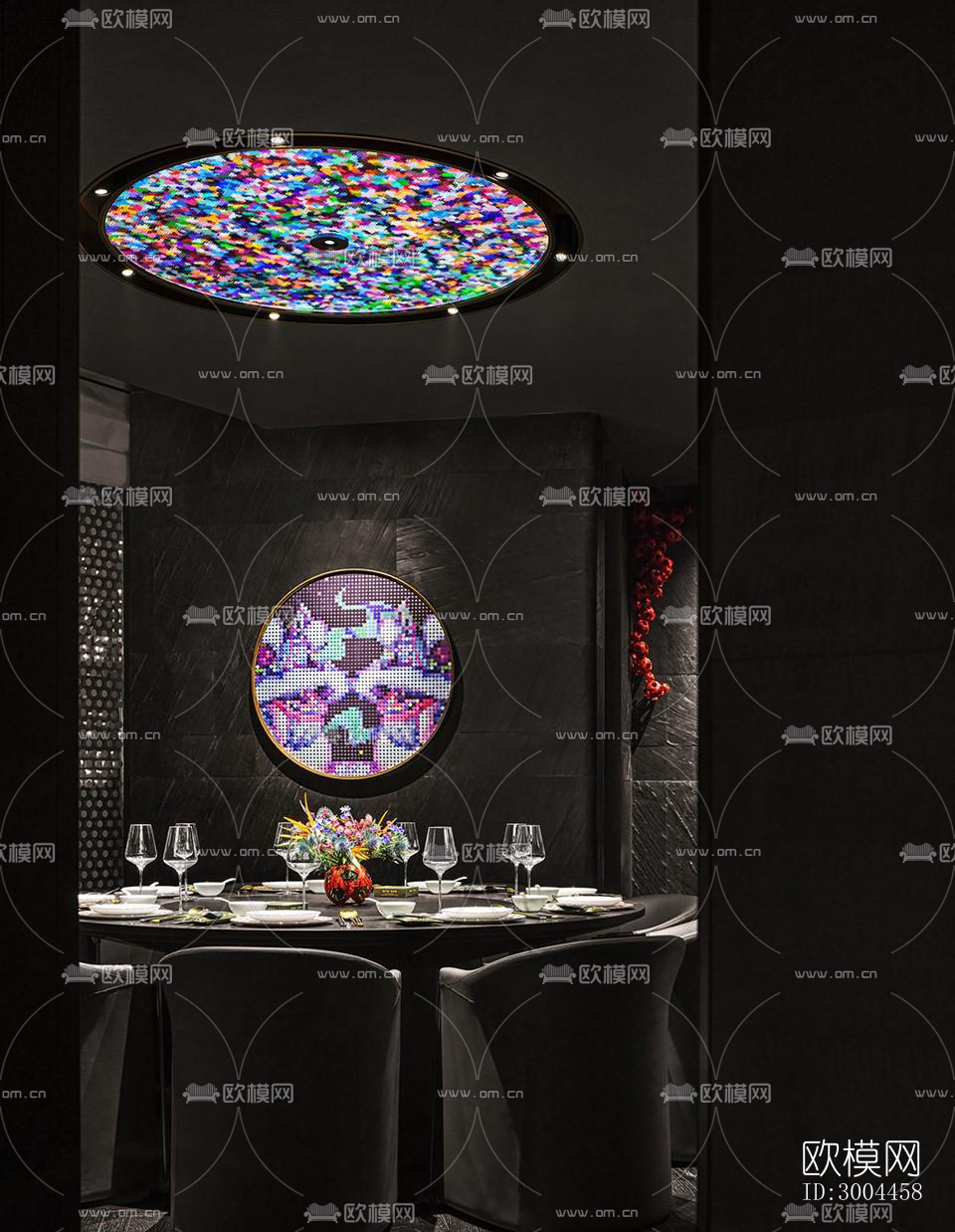 高级灰西餐厅效果图下载（渲染图15）