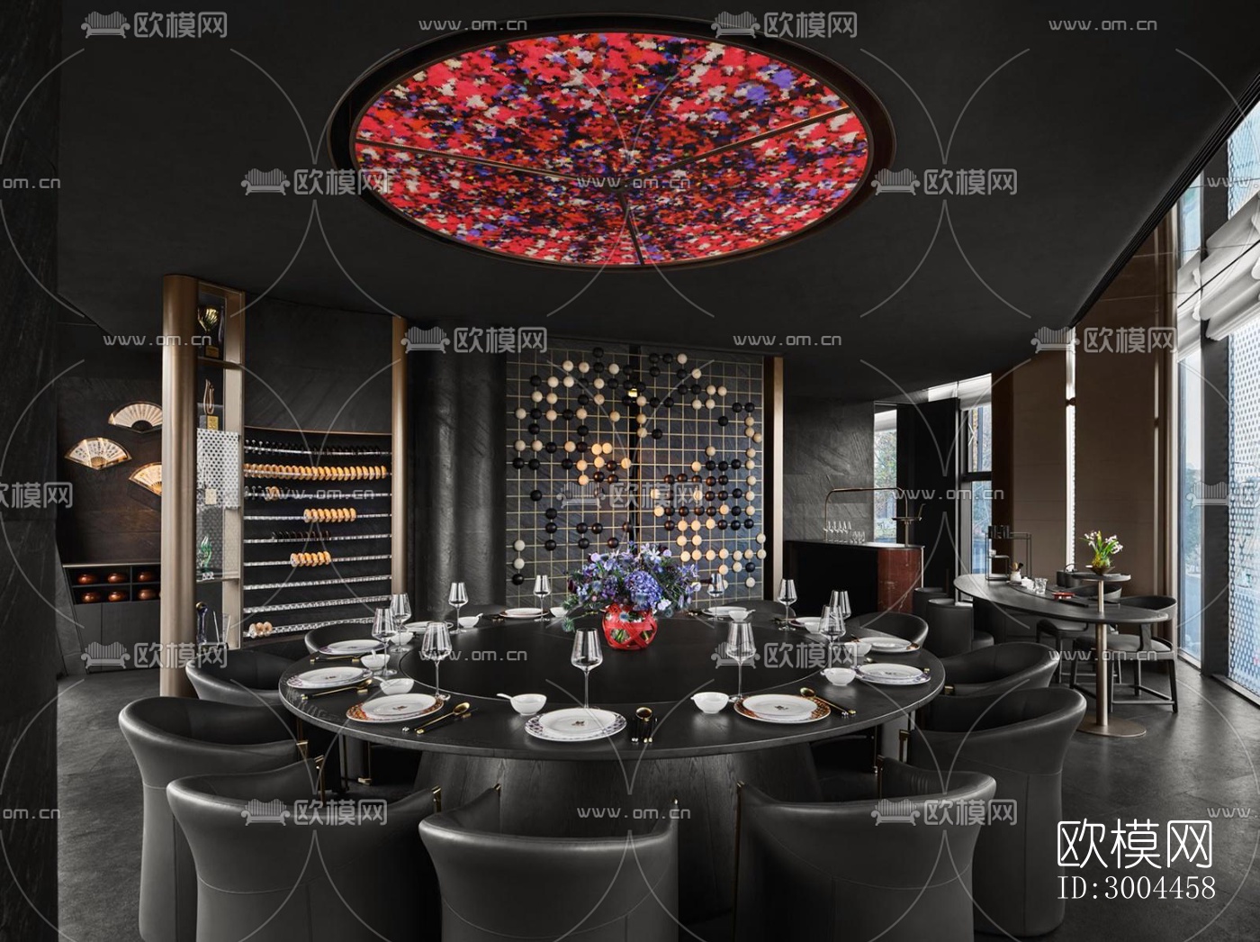 高级灰西餐厅效果图下载（渲染图2）
