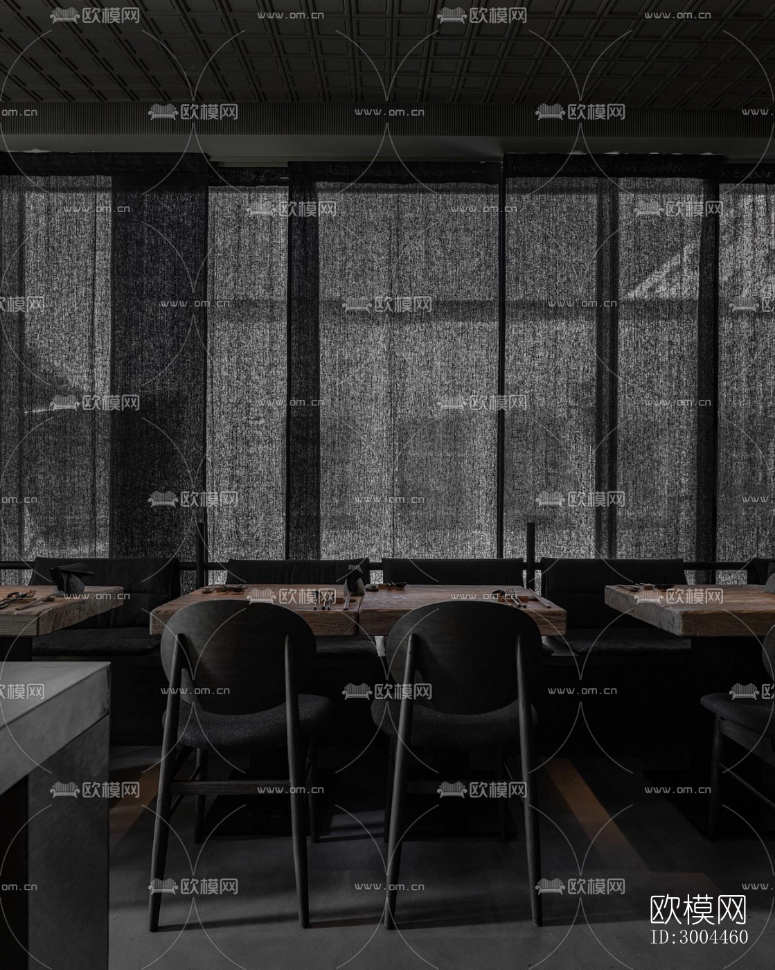 高级灰西餐厅效果图下载（渲染图18）