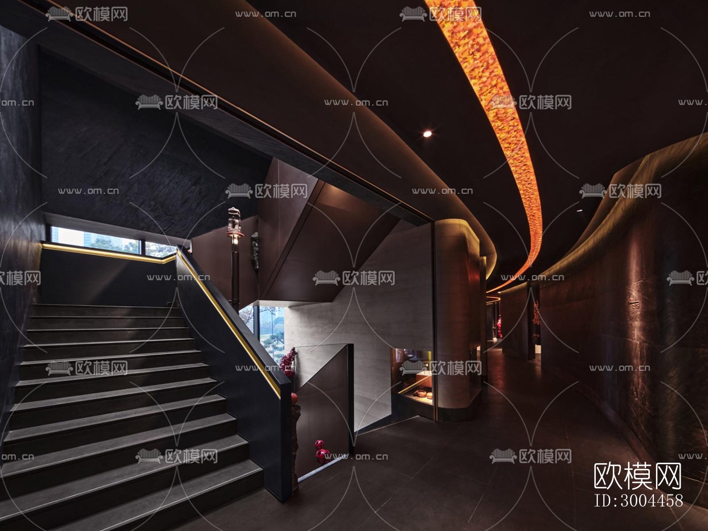 高级灰西餐厅效果图下载（渲染图8）