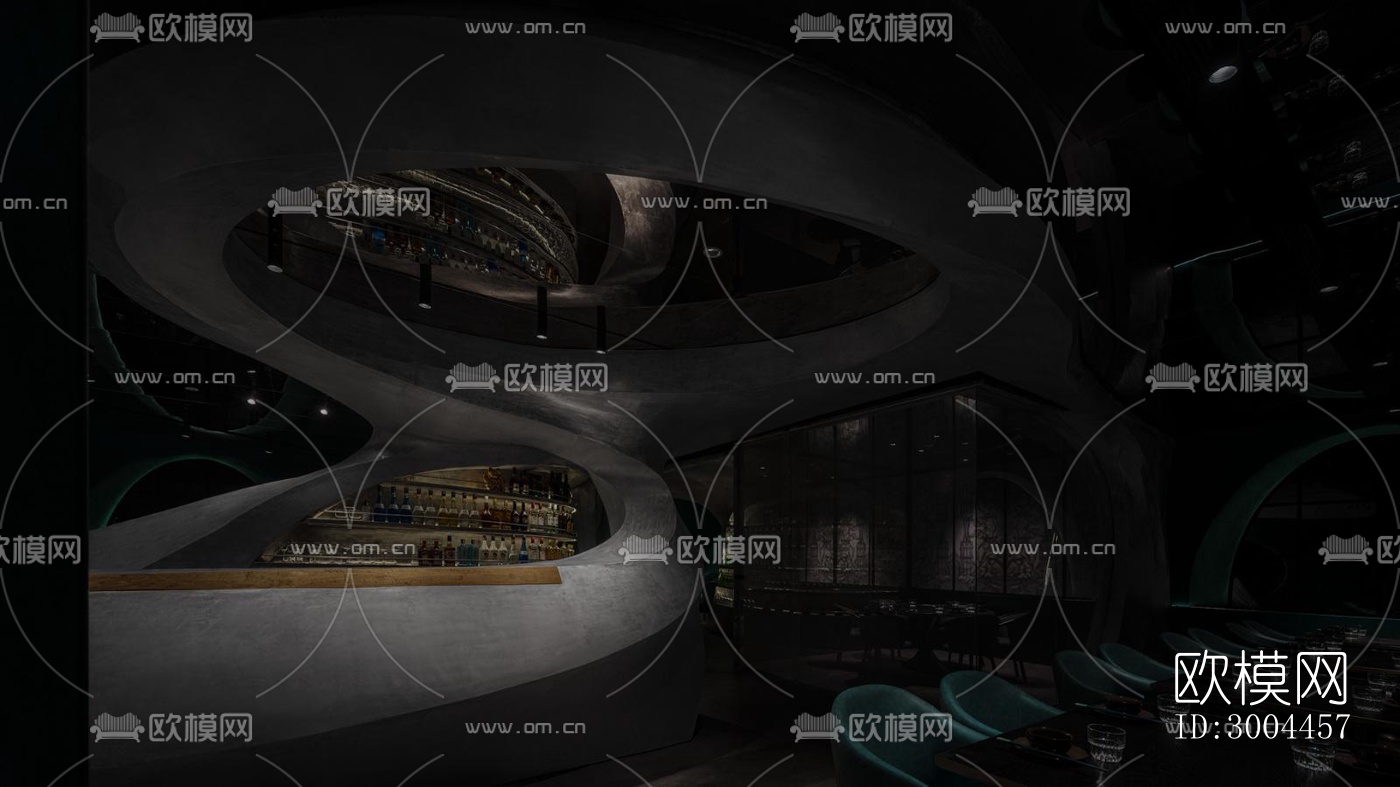 高级灰西餐厅效果图下载（渲染图7）