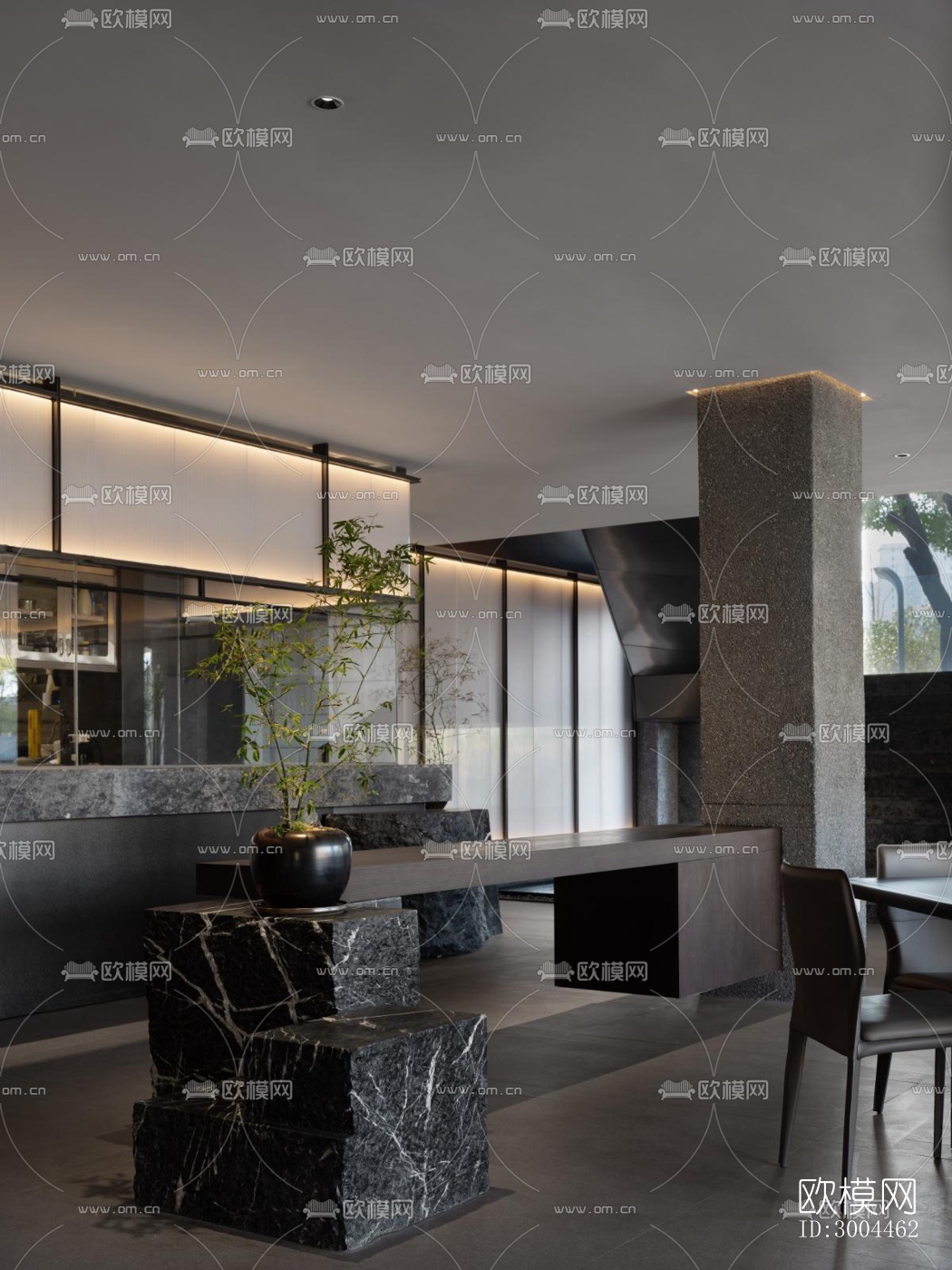 高级灰西餐厅效果图下载（渲染图13）