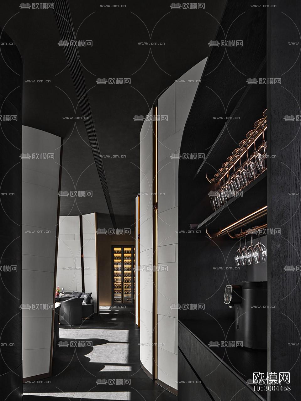 高级灰西餐厅效果图下载（渲染图10）