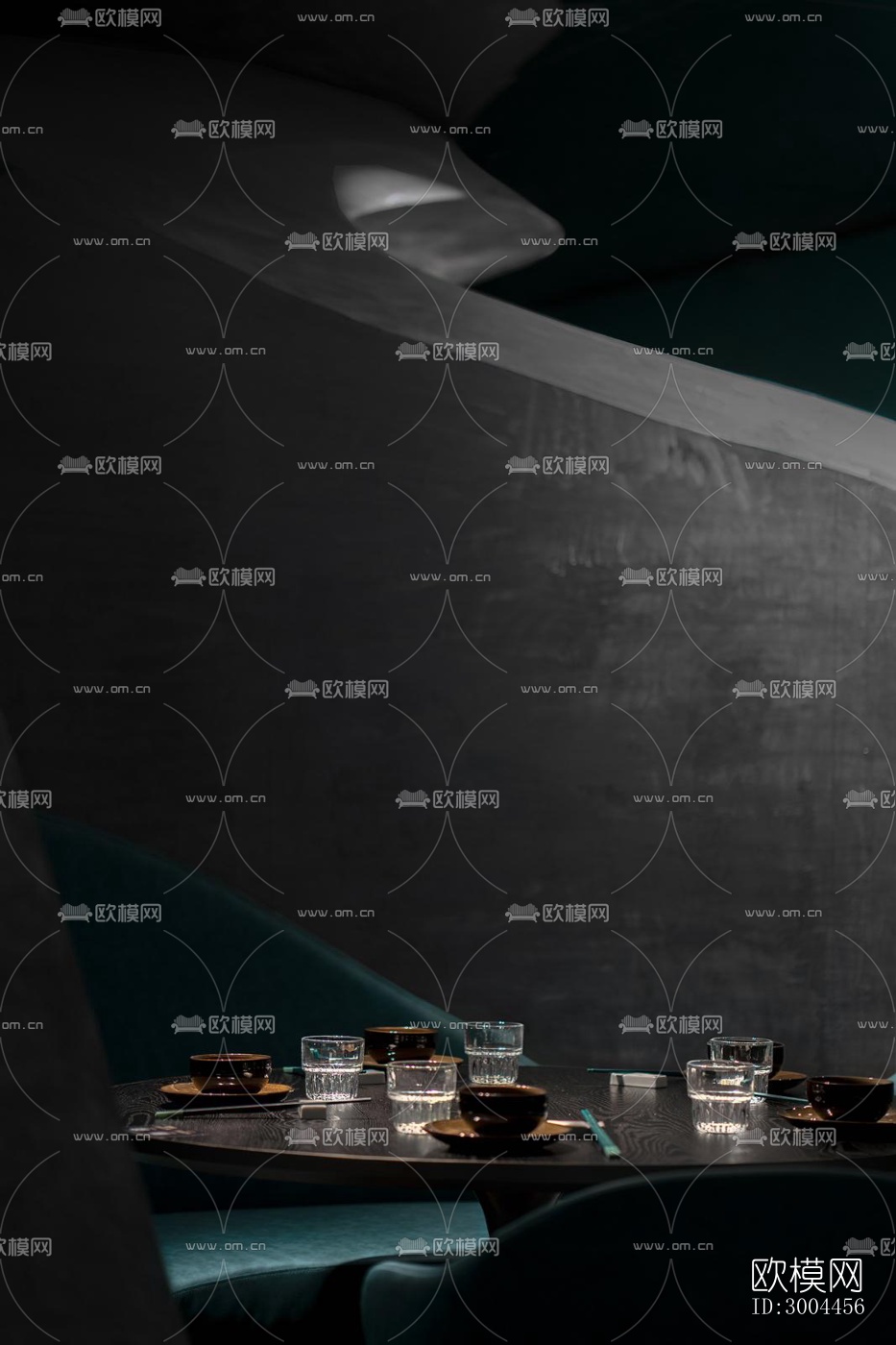 高级灰西餐厅效果图下载（渲染图13）