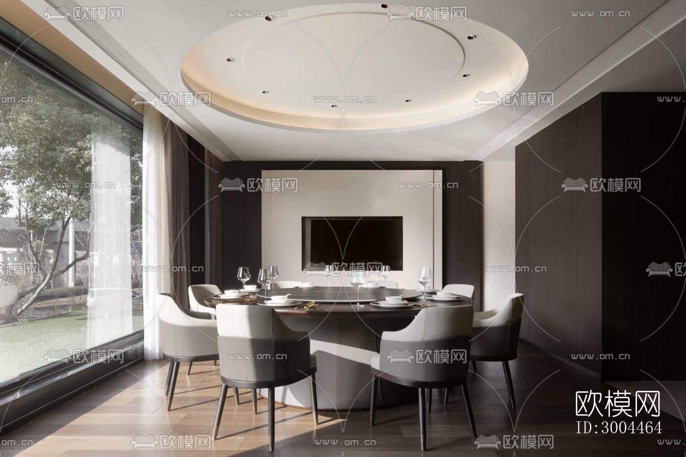 高级灰西餐厅效果图下载（渲染图4）
