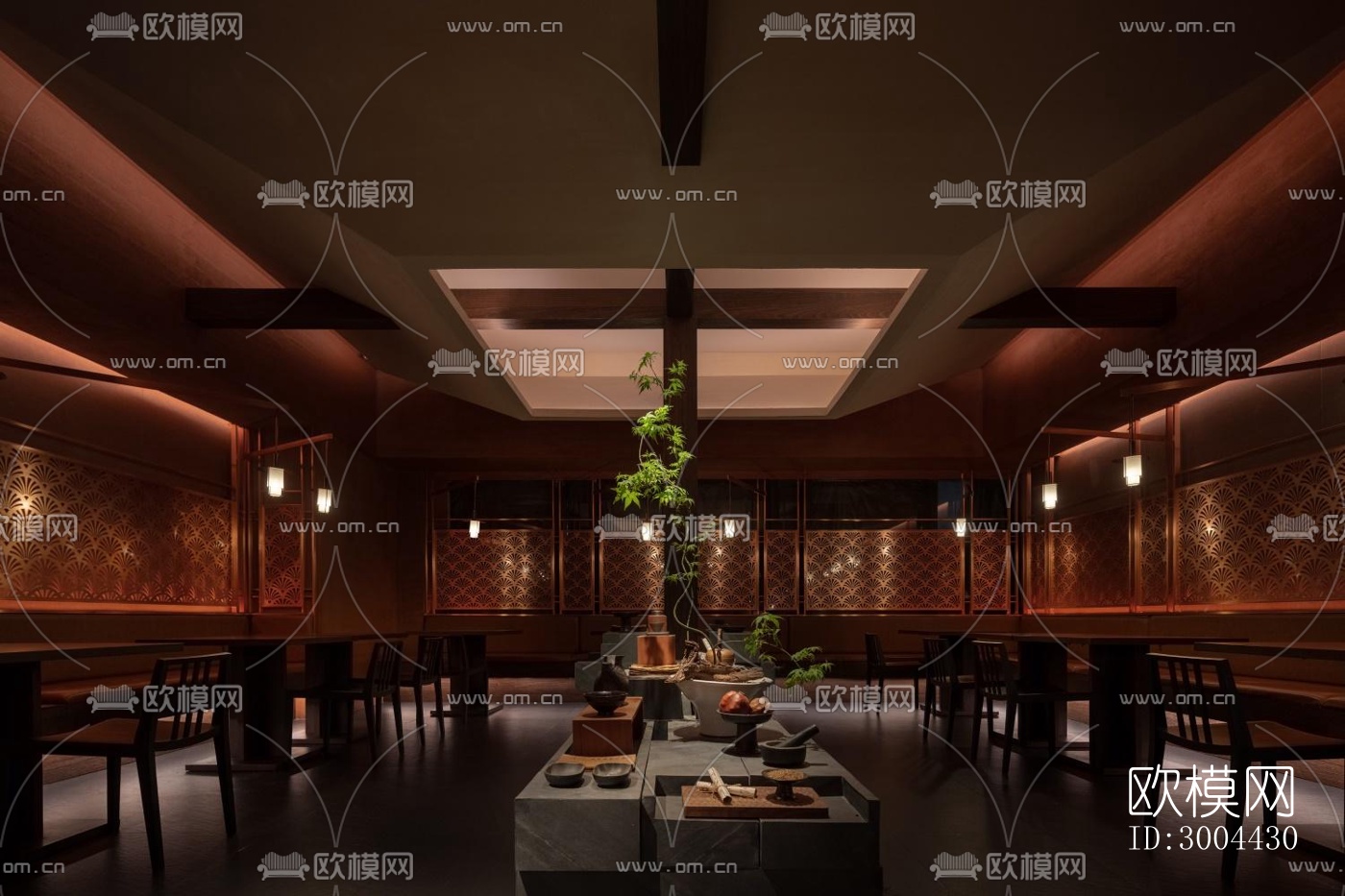 新中式中餐厅效果图下载（渲染图14）