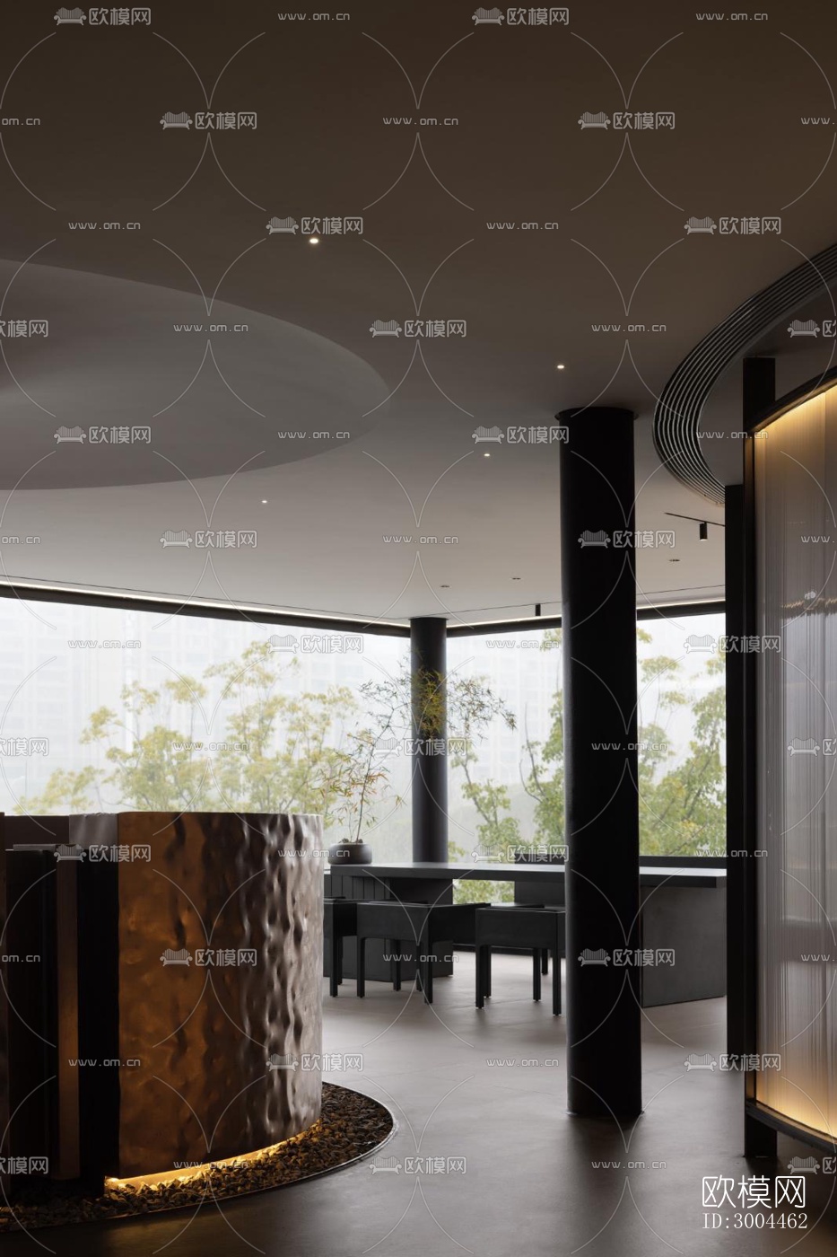 高级灰西餐厅效果图下载（渲染图5）