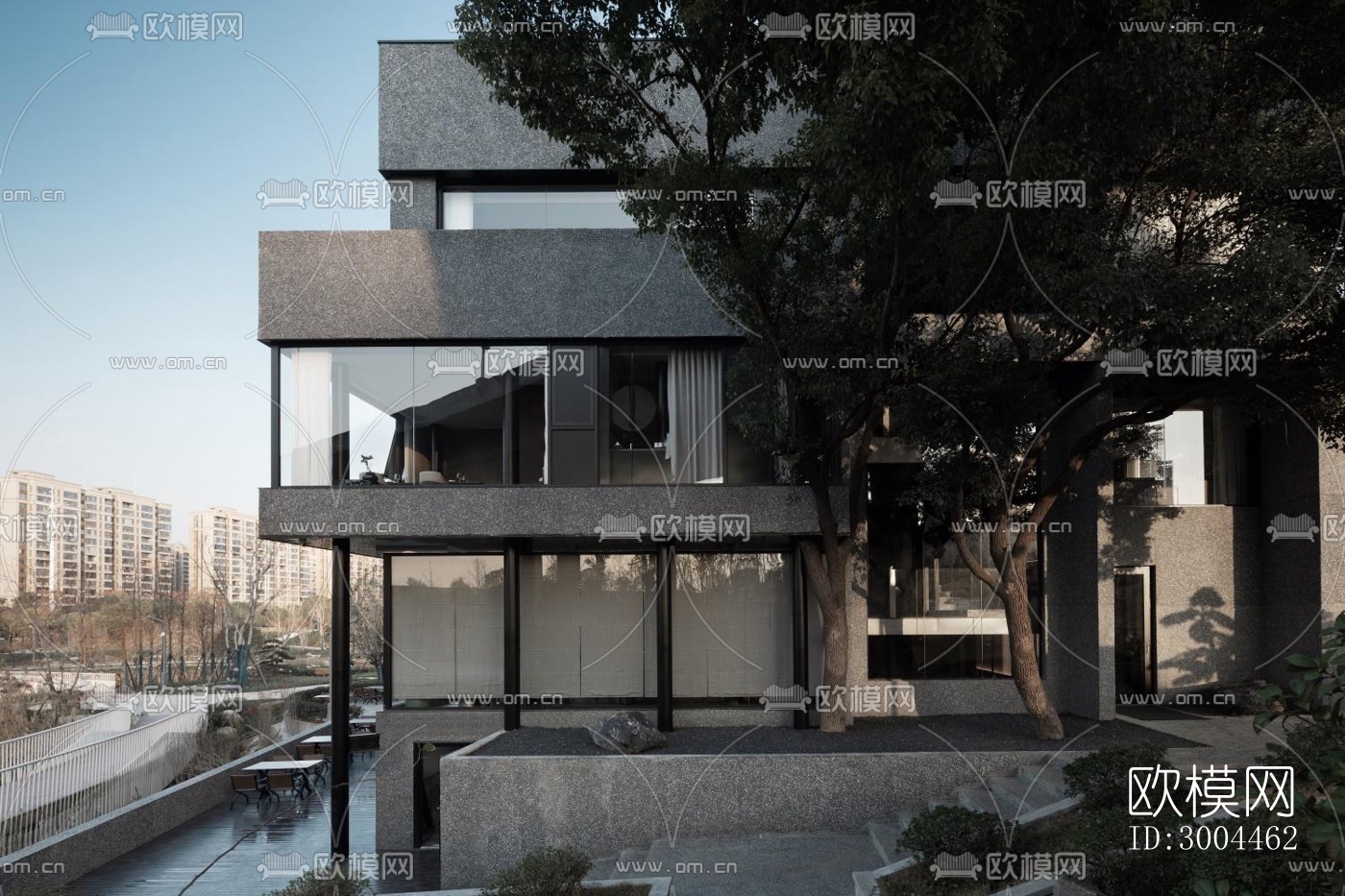 高级灰西餐厅效果图下载（渲染图8）