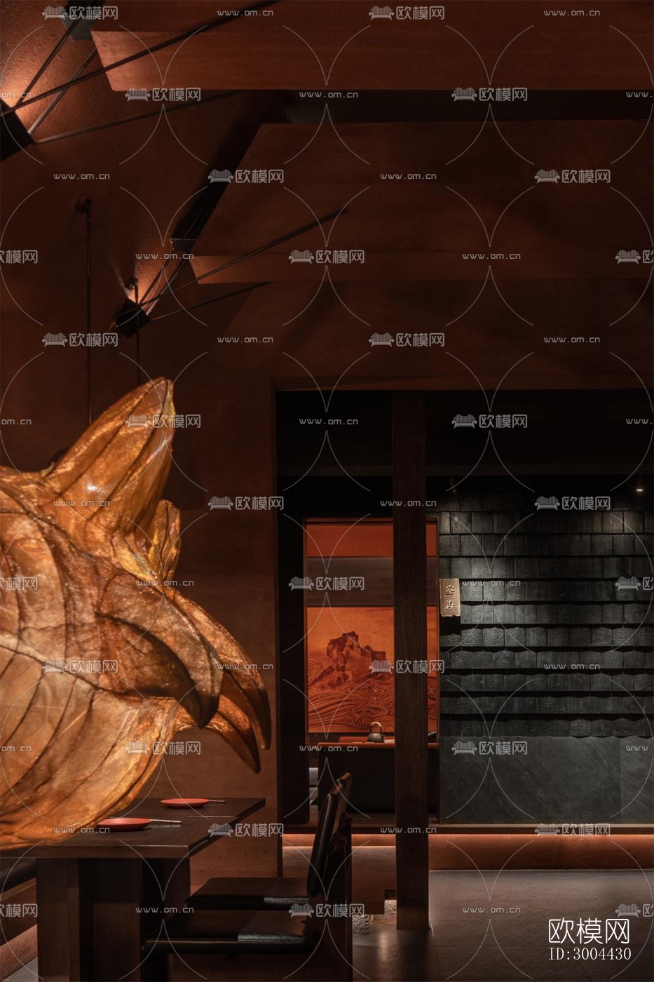 新中式中餐厅效果图下载（渲染图2）