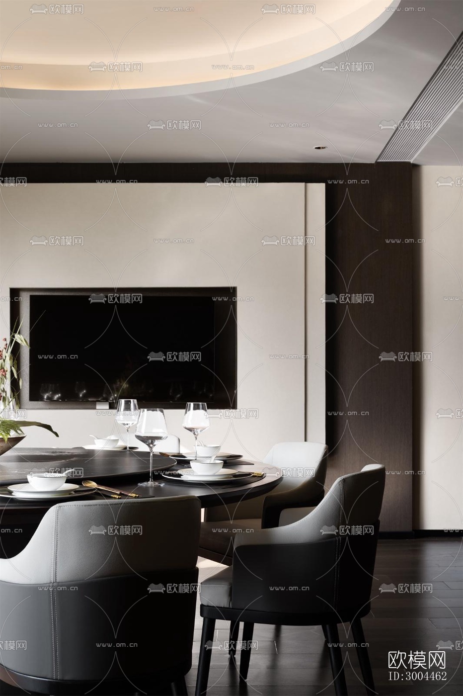 高级灰西餐厅效果图下载（渲染图10）