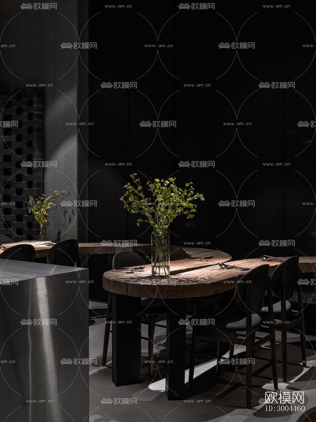 高级灰西餐厅效果图下载（渲染图3）
