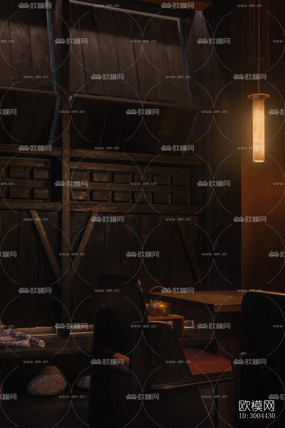 新中式中餐厅效果图下载（渲染图10）