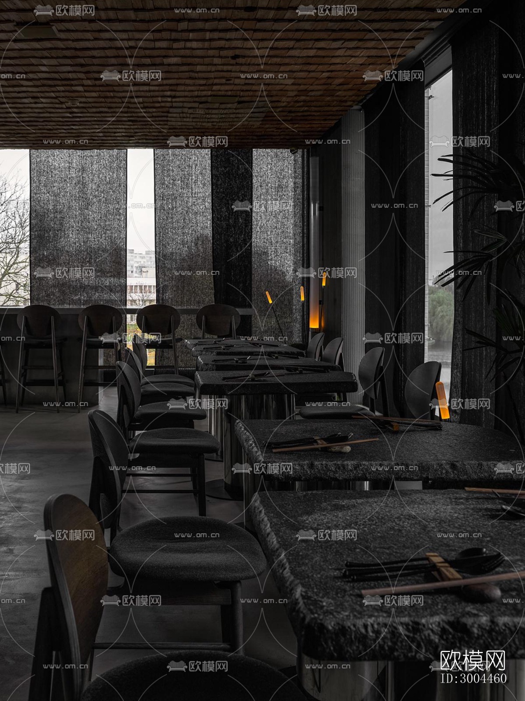 高级灰西餐厅效果图下载（渲染图15）