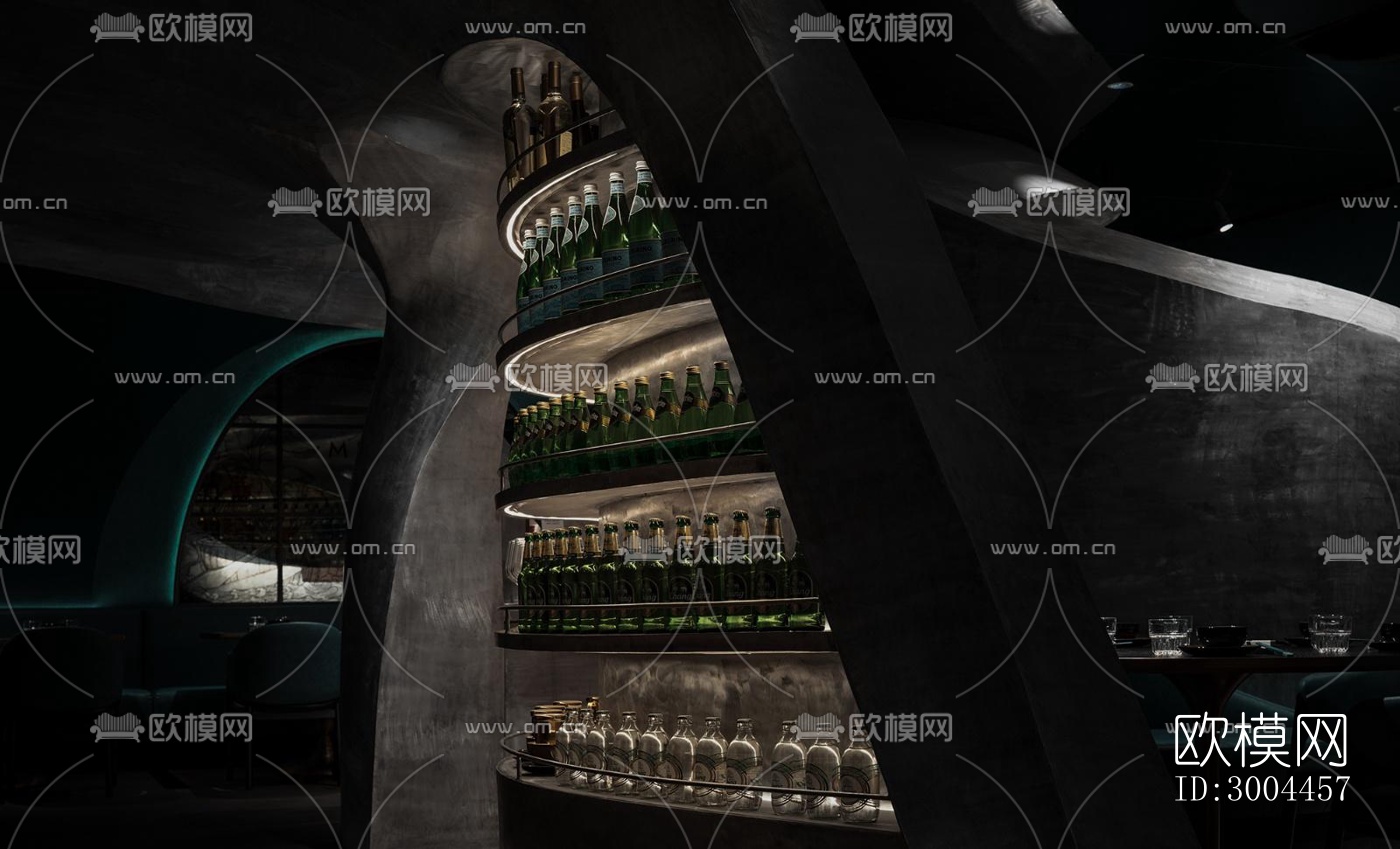 高级灰西餐厅效果图下载（渲染图13）