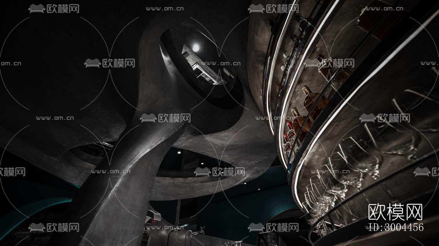 高级灰西餐厅效果图下载（渲染图4）