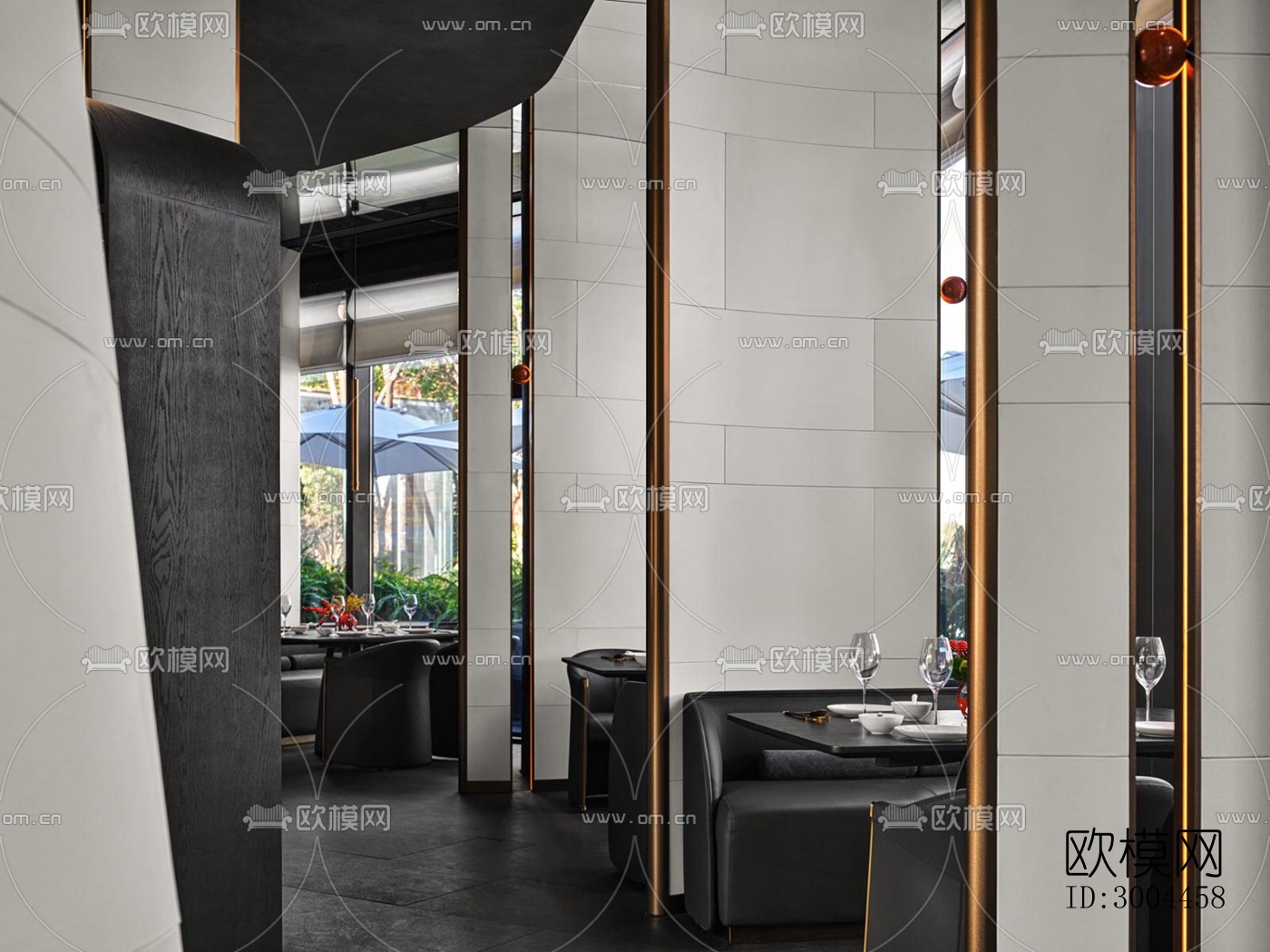高级灰西餐厅效果图下载（渲染图13）