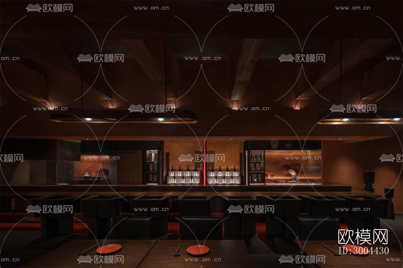 新中式中餐厅效果图下载（渲染图3）