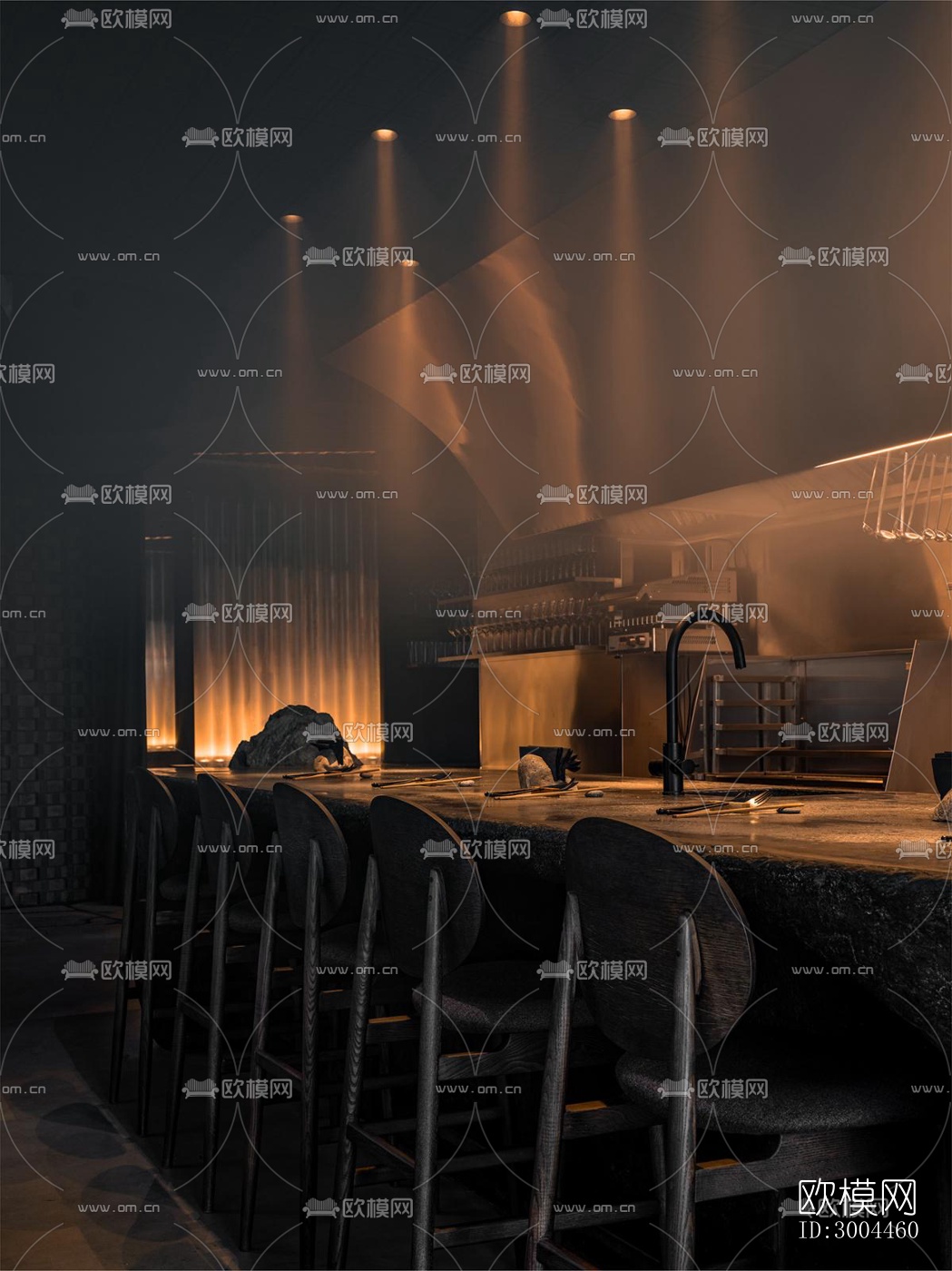高级灰西餐厅效果图下载（渲染图17）
