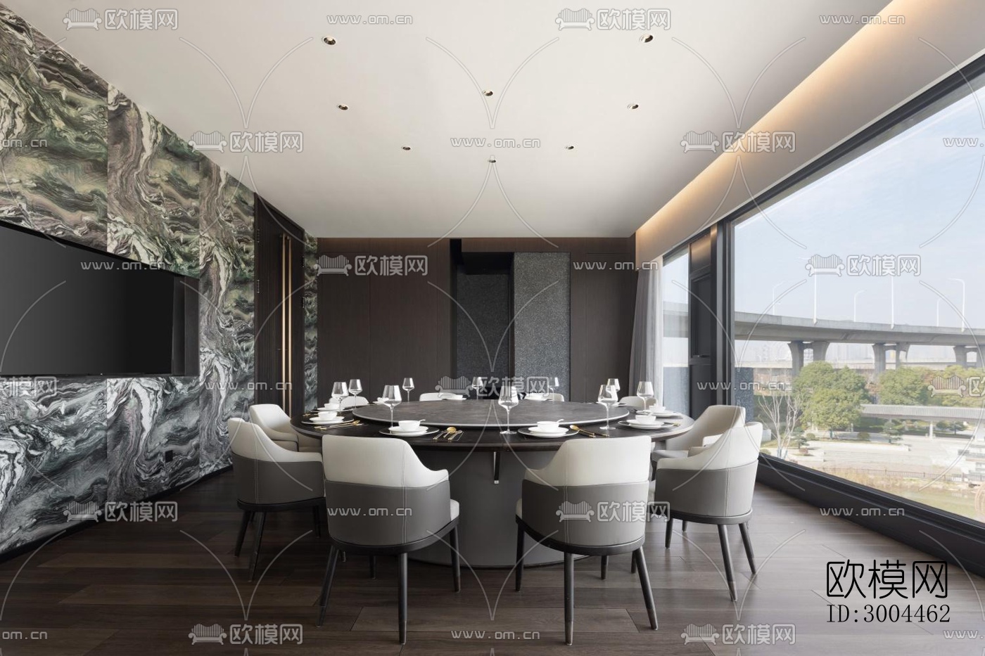 高级灰西餐厅效果图下载（渲染图14）