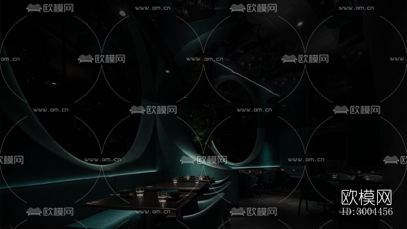 高级灰西餐厅效果图下载（渲染图6）