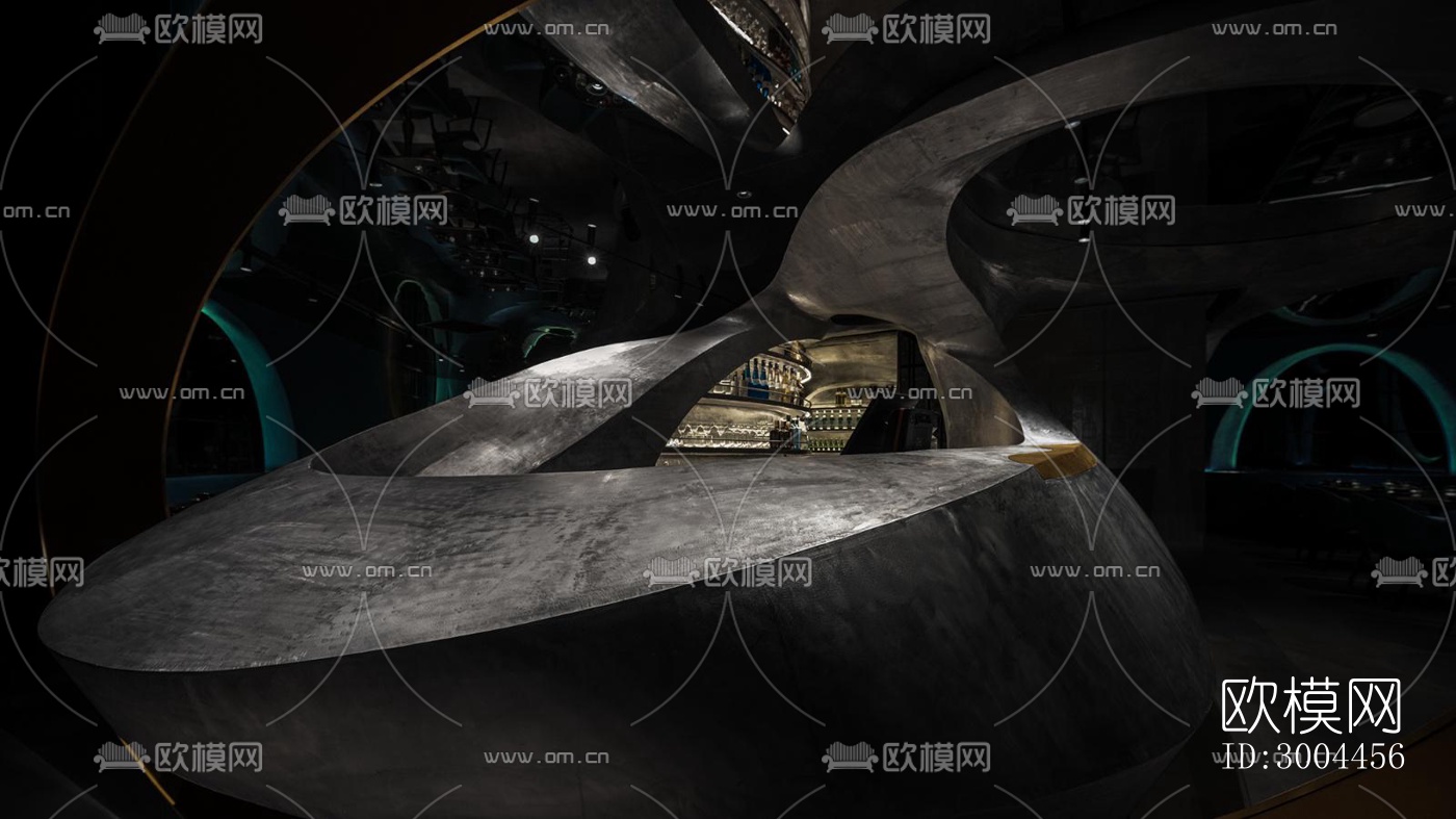 高级灰西餐厅效果图下载（渲染图10）