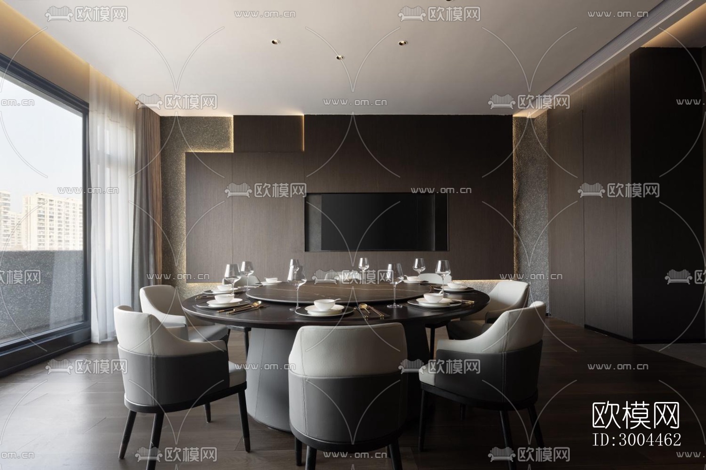 高级灰西餐厅效果图下载（渲染图17）