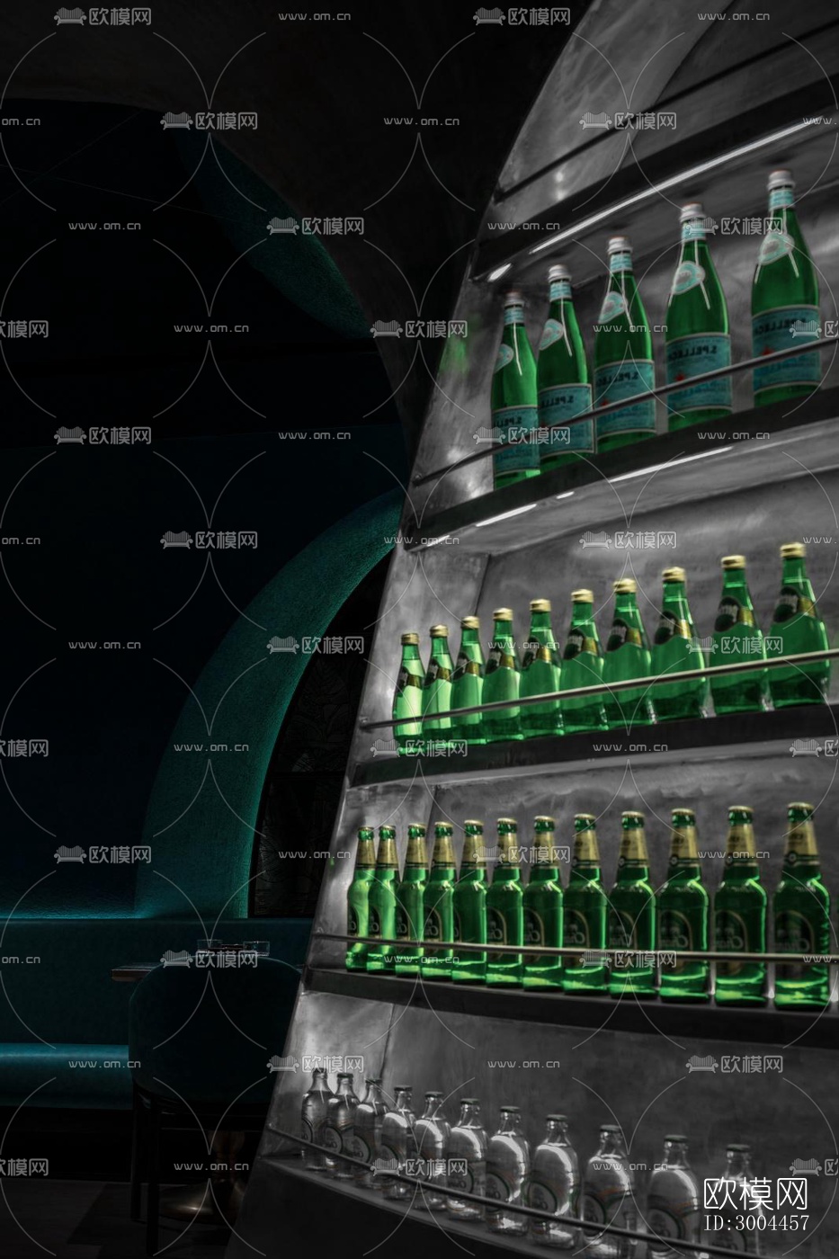 高级灰西餐厅效果图下载（渲染图3）