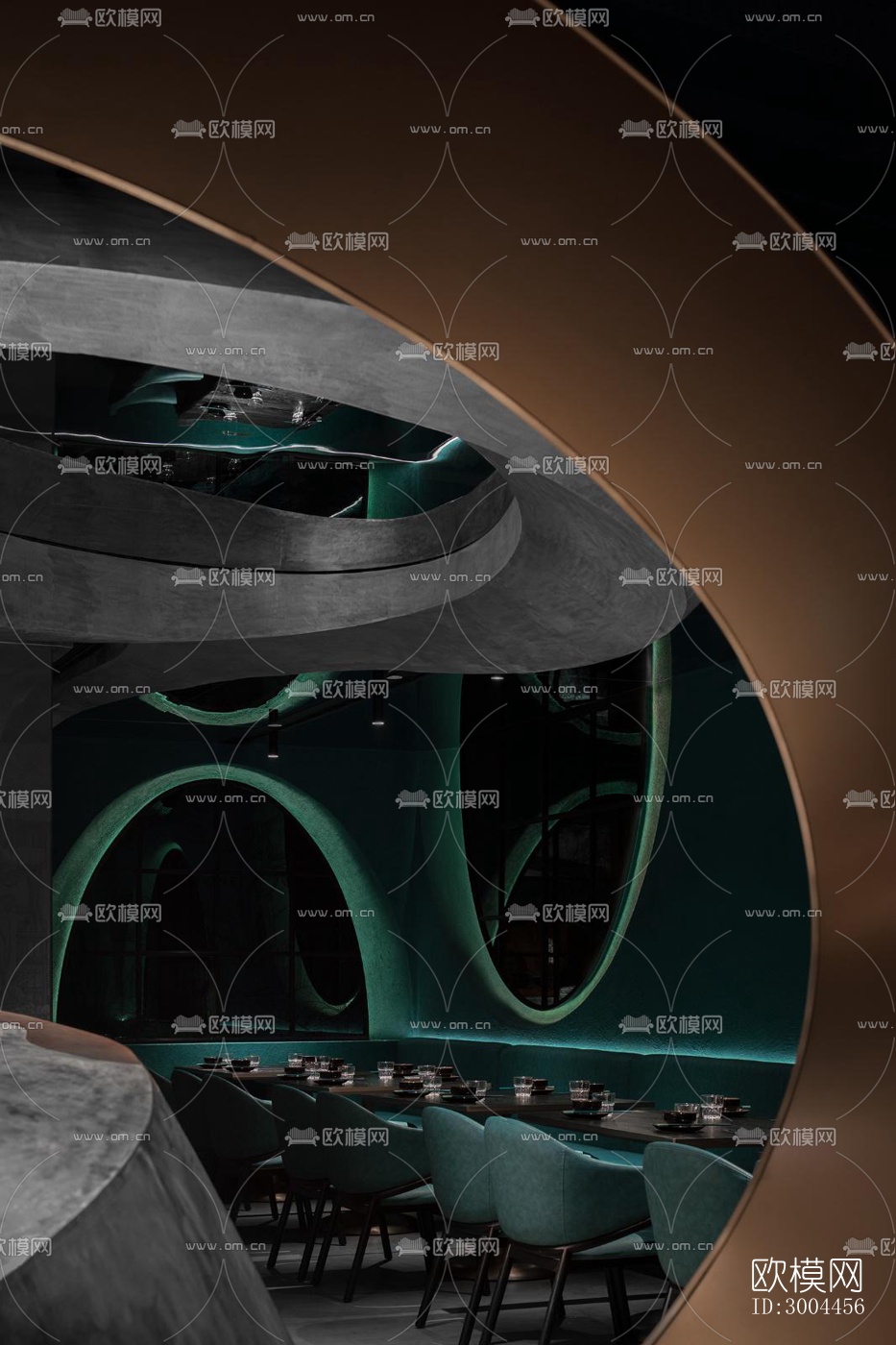 高级灰西餐厅效果图下载（渲染图7）