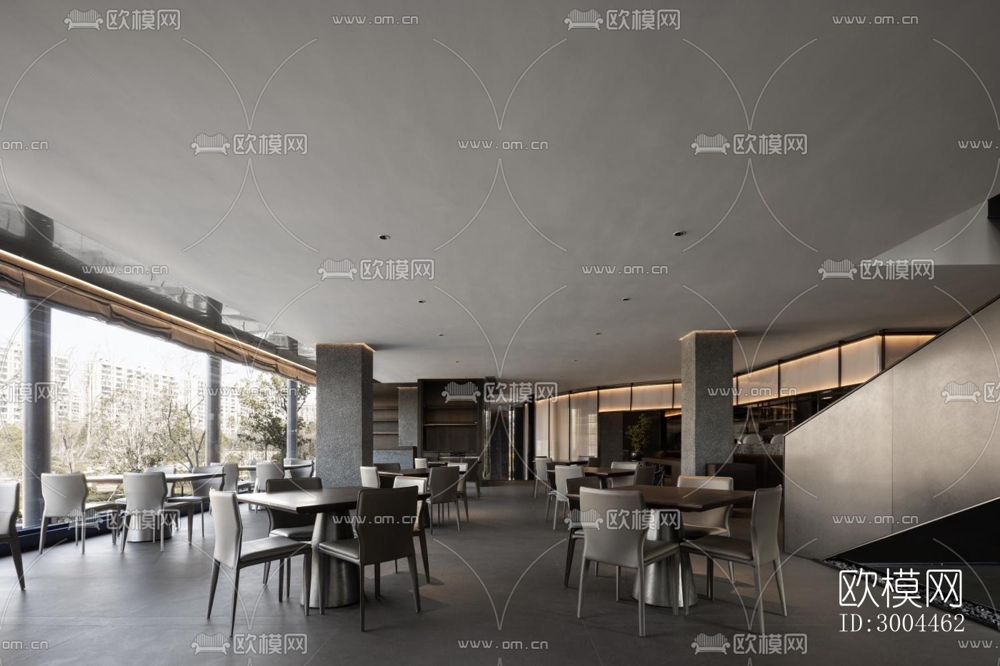 高级灰西餐厅效果图下载（渲染图19）