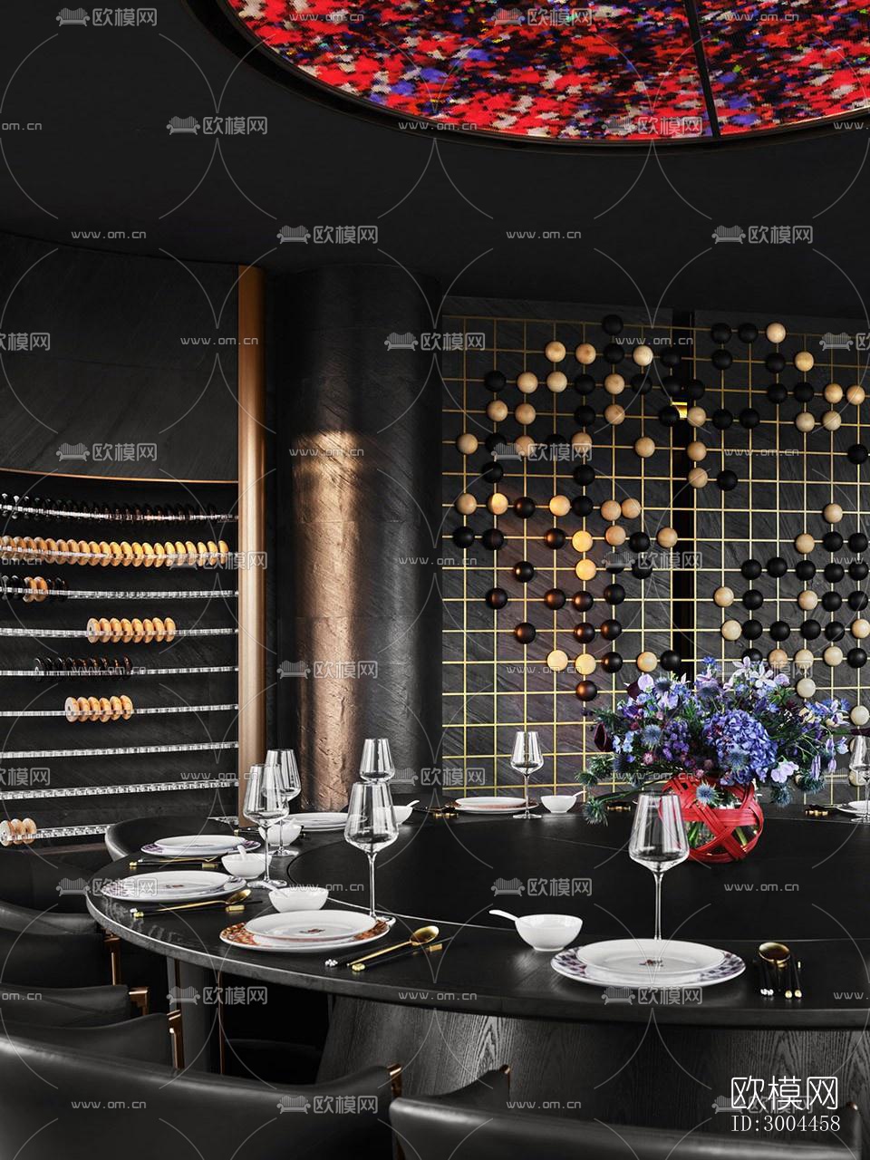 高级灰西餐厅效果图下载（渲染图12）