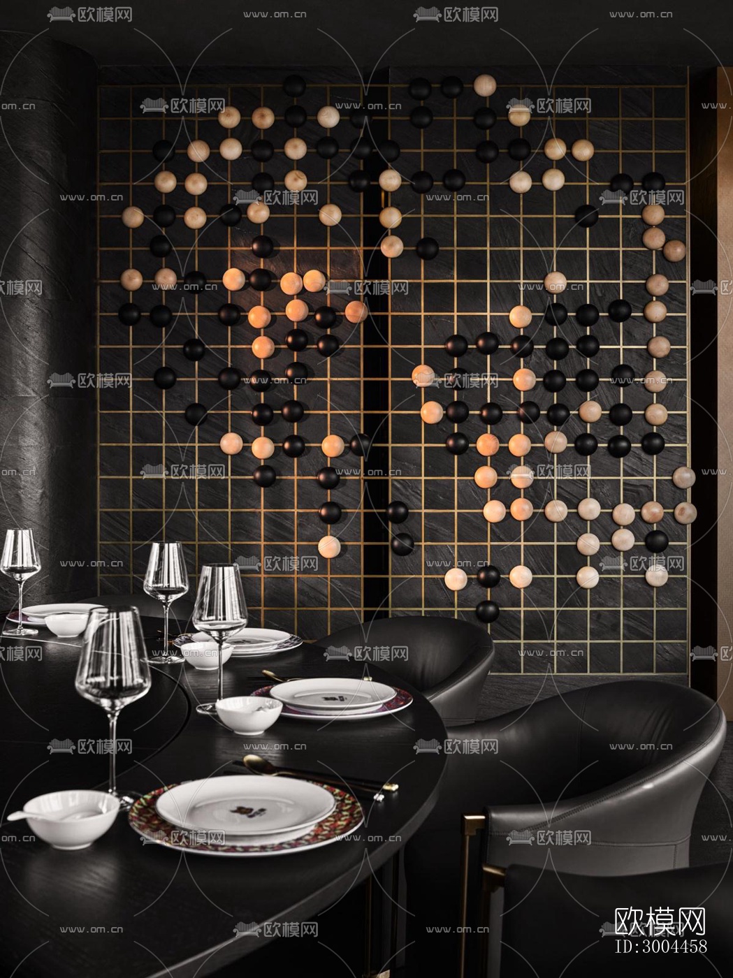 高级灰西餐厅效果图下载（渲染图16）