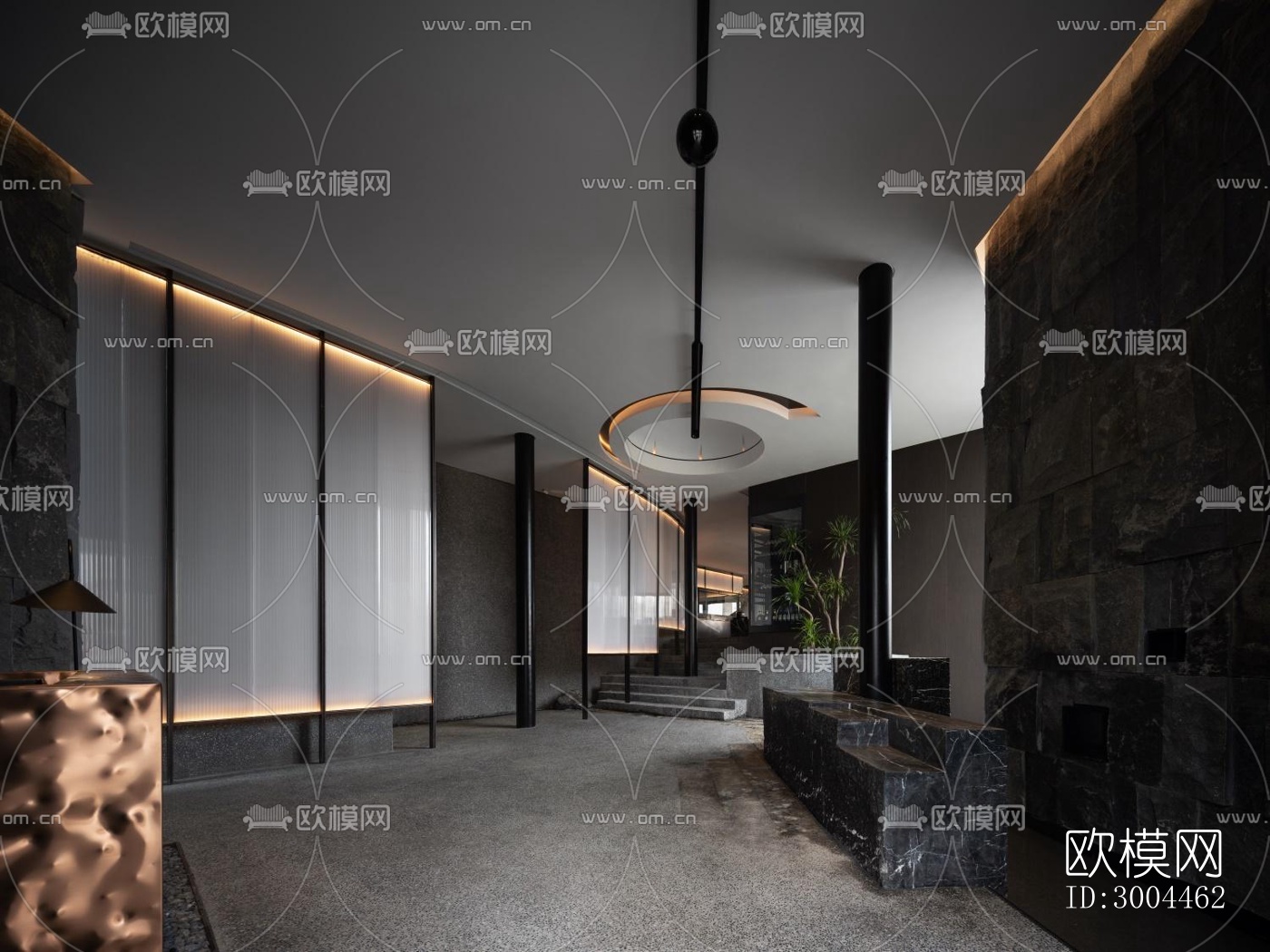 高级灰西餐厅效果图下载（渲染图4）