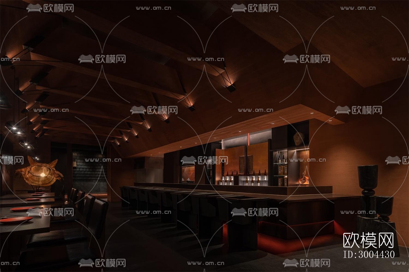 新中式中餐厅效果图下载（渲染图6）