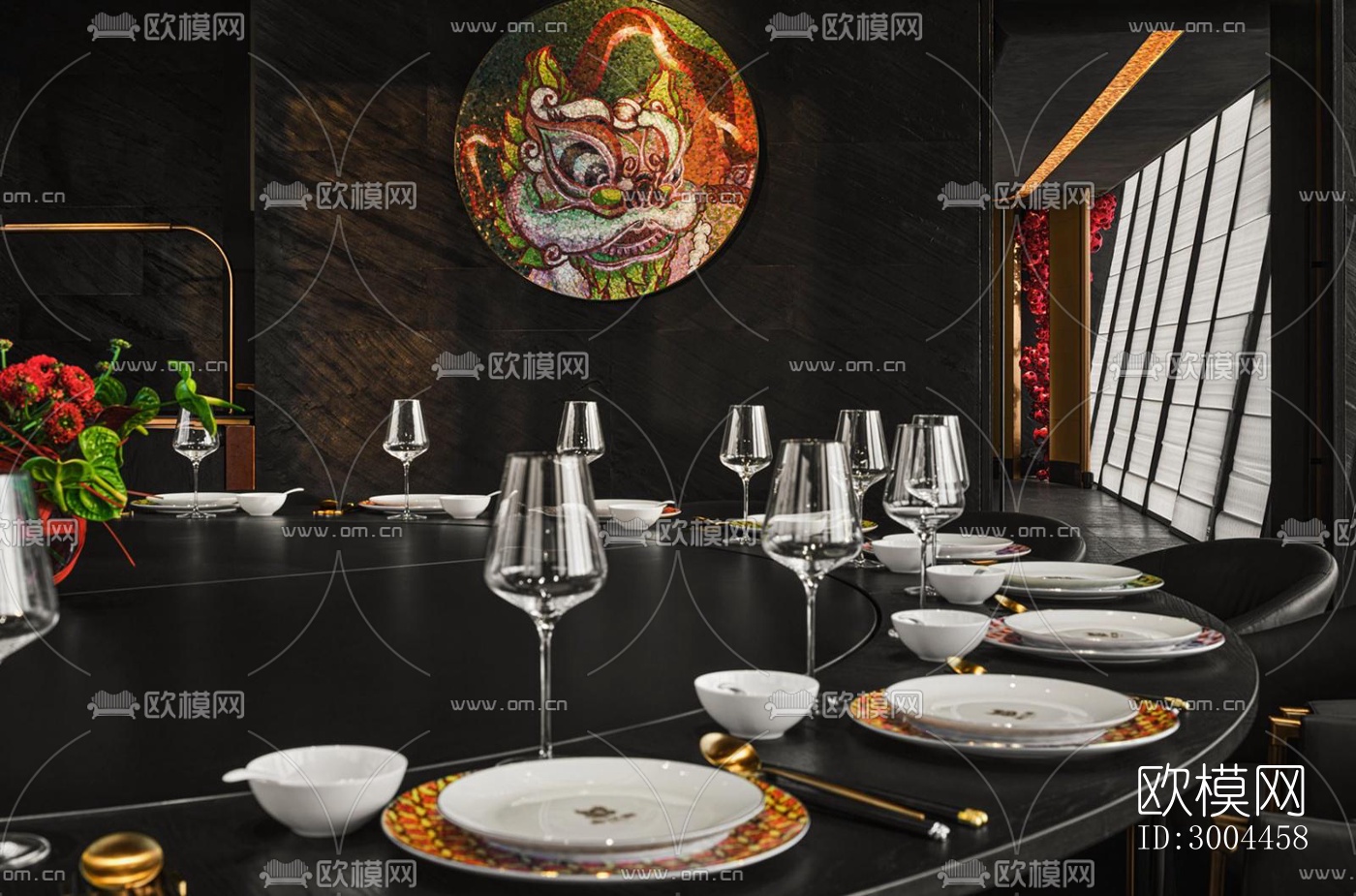 高级灰西餐厅效果图下载（渲染图9）