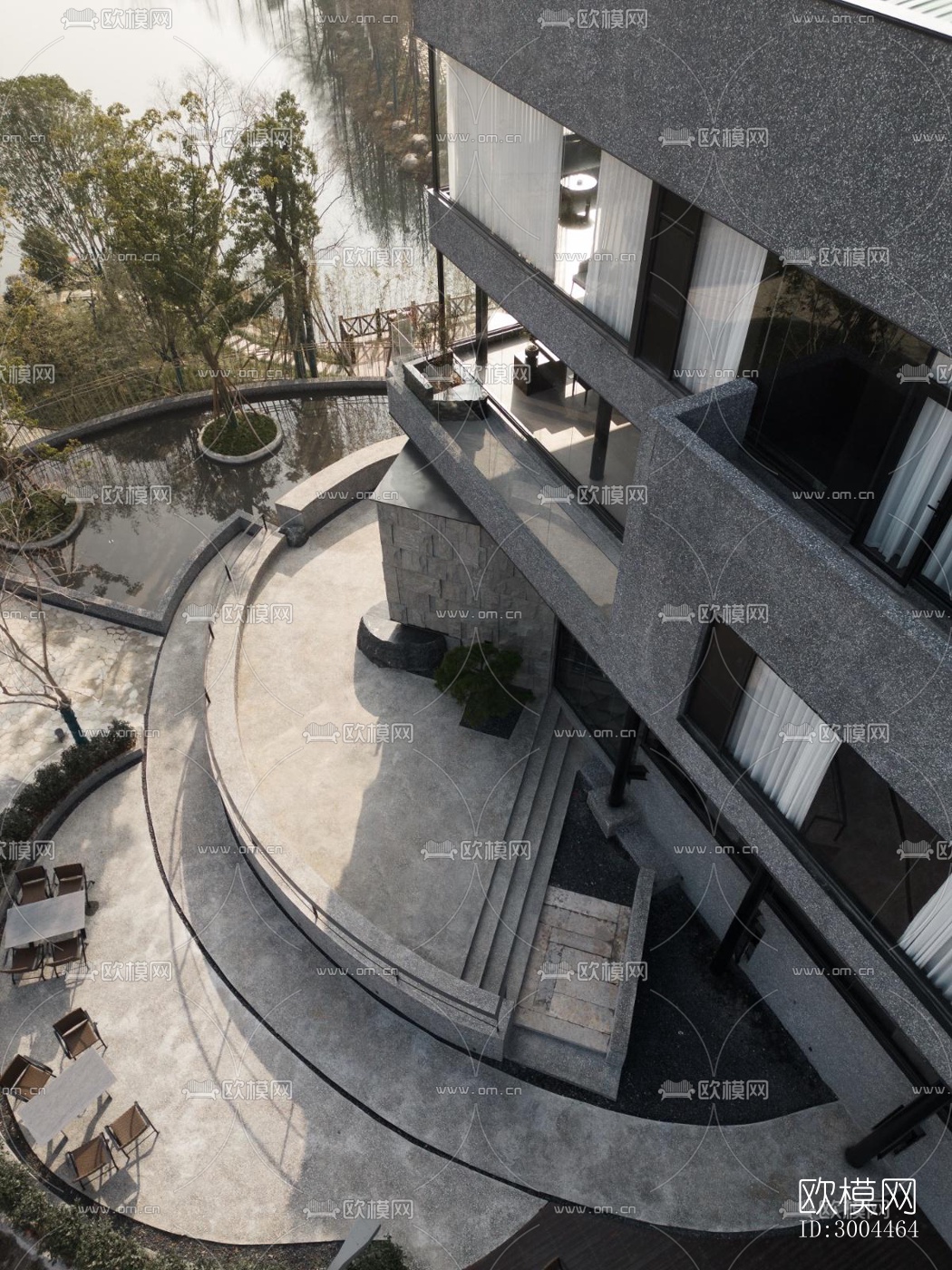 高级灰西餐厅效果图下载（渲染图12）