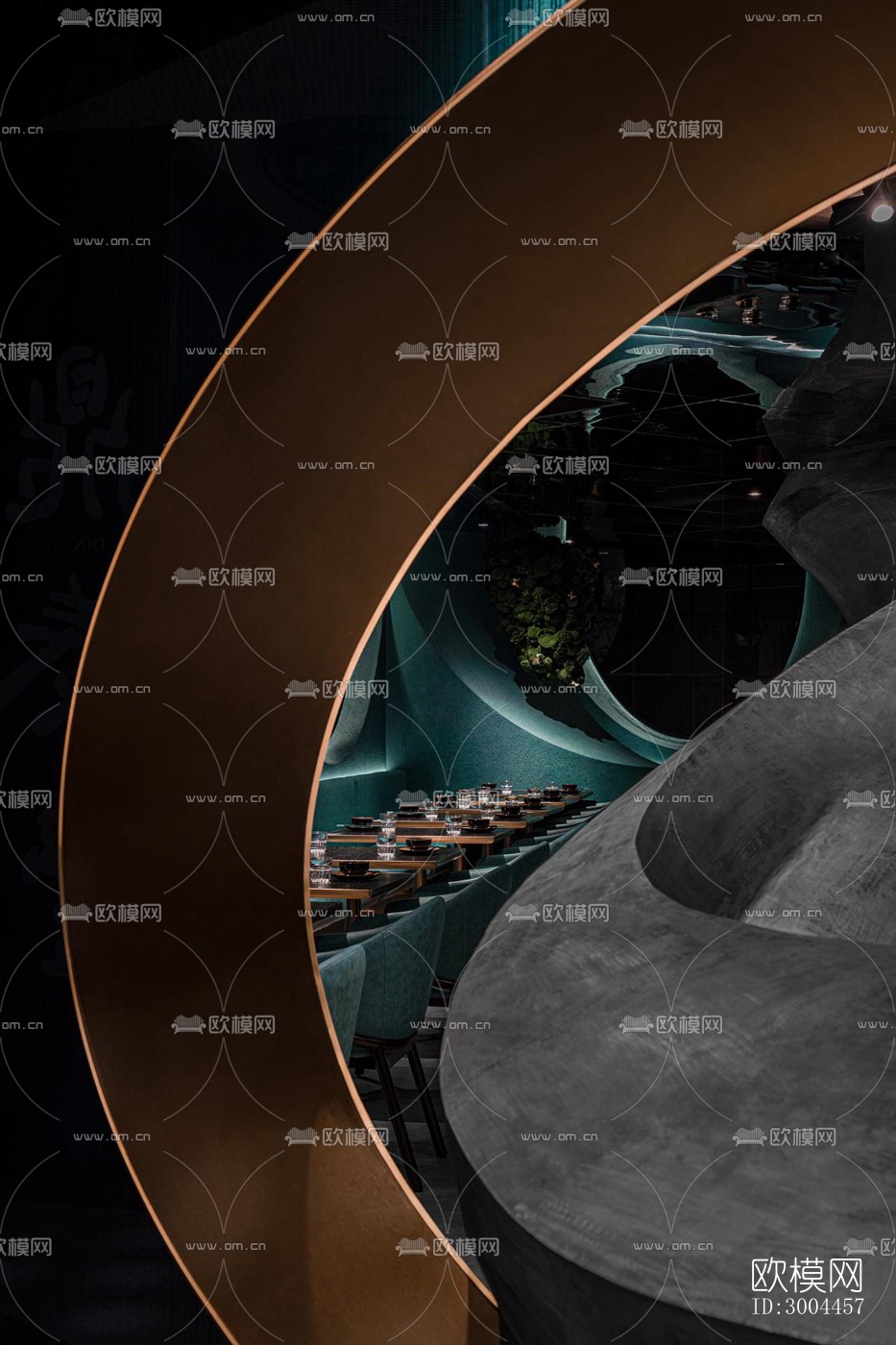 高级灰西餐厅效果图下载（渲染图16）