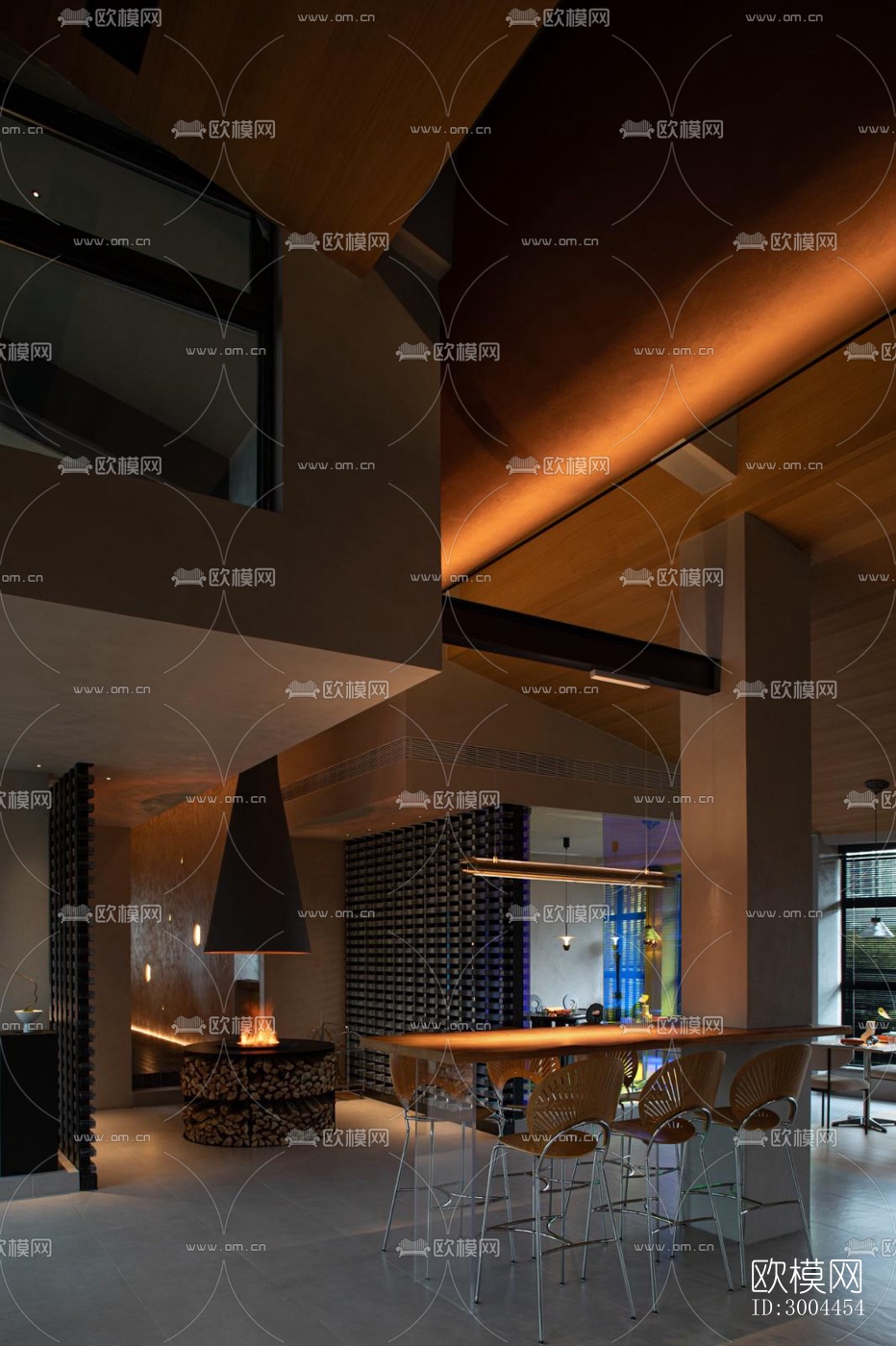现代西餐厅效果图下载（渲染图9）