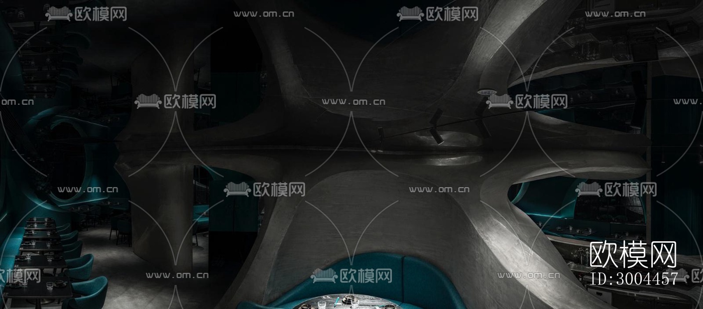 高级灰西餐厅效果图下载（渲染图10）