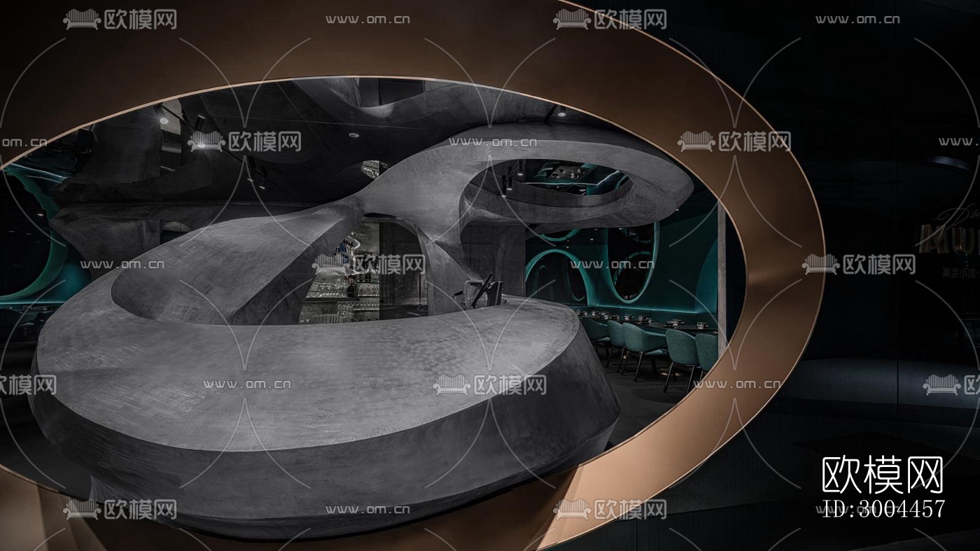 高级灰西餐厅效果图下载（渲染图9）