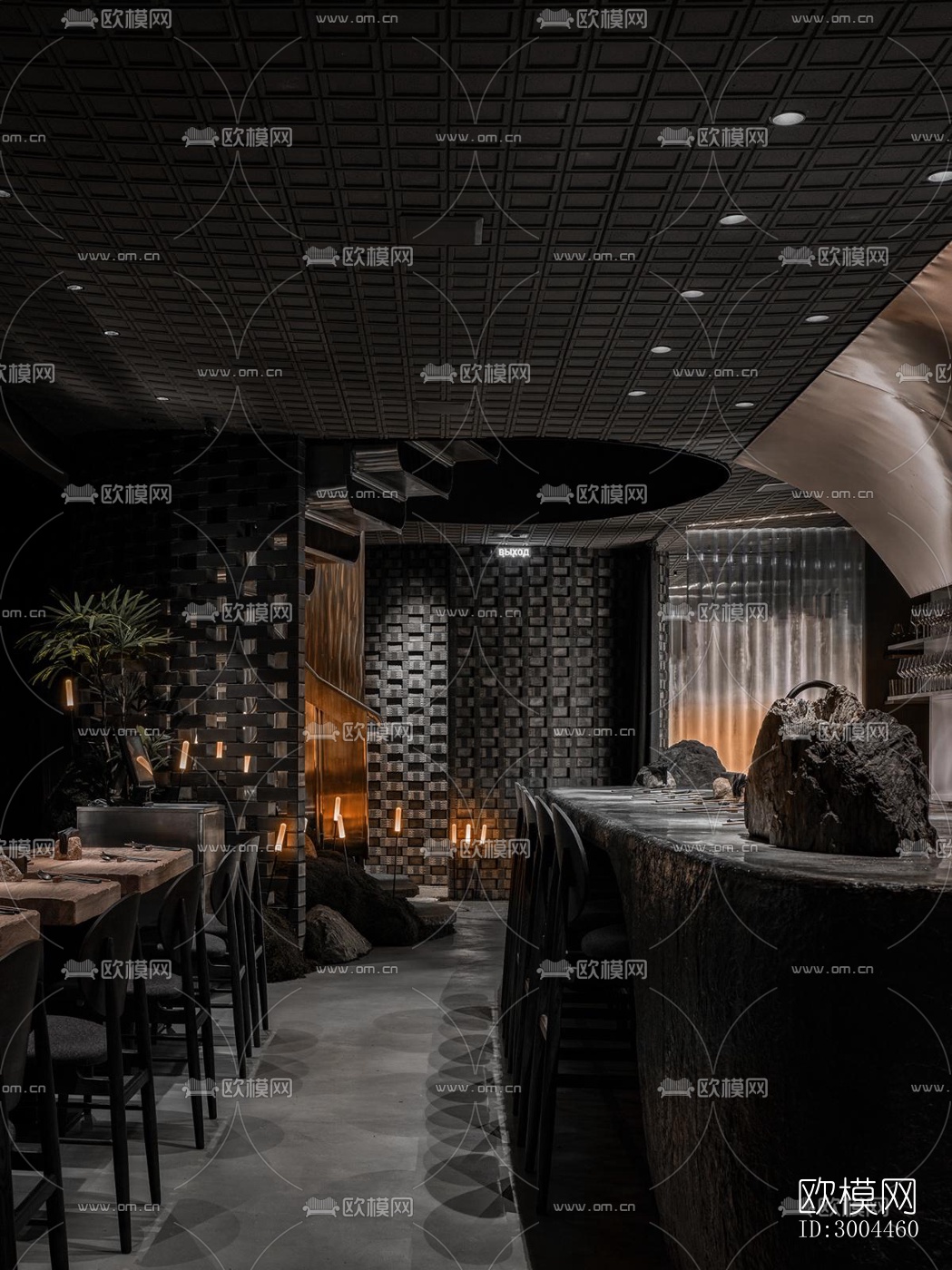 高级灰西餐厅效果图下载（渲染图11）