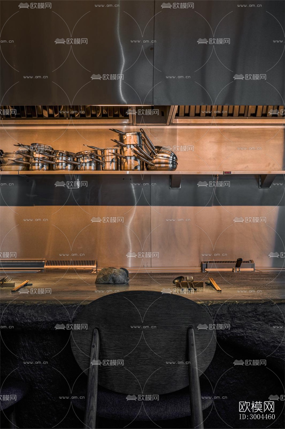 高级灰西餐厅效果图下载（渲染图13）