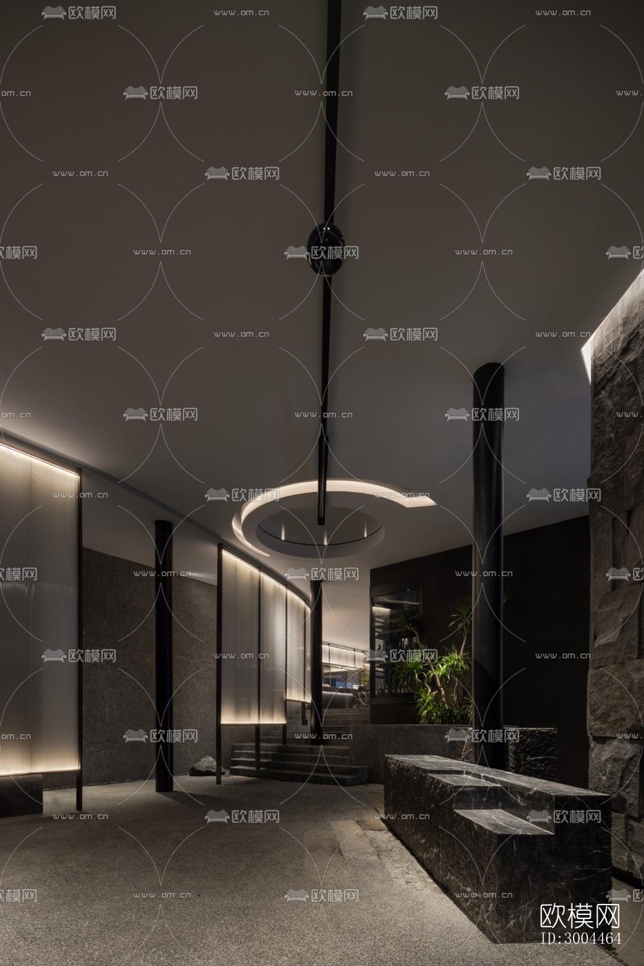 高级灰西餐厅效果图下载（渲染图5）