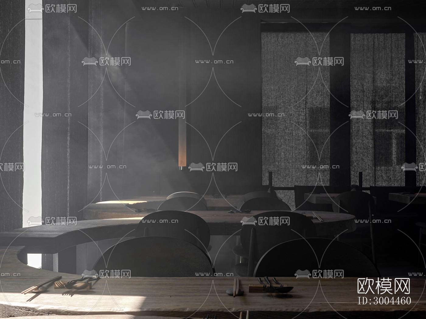 高级灰西餐厅效果图下载（渲染图8）