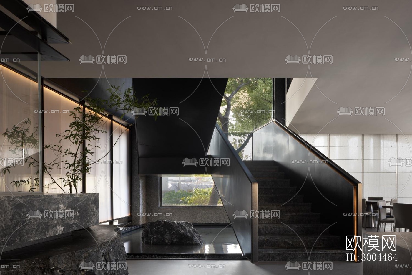 高级灰西餐厅效果图下载（渲染图18）