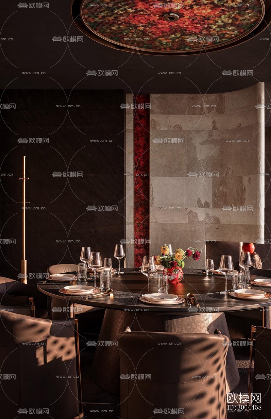 高级灰西餐厅效果图下载（渲染图3）