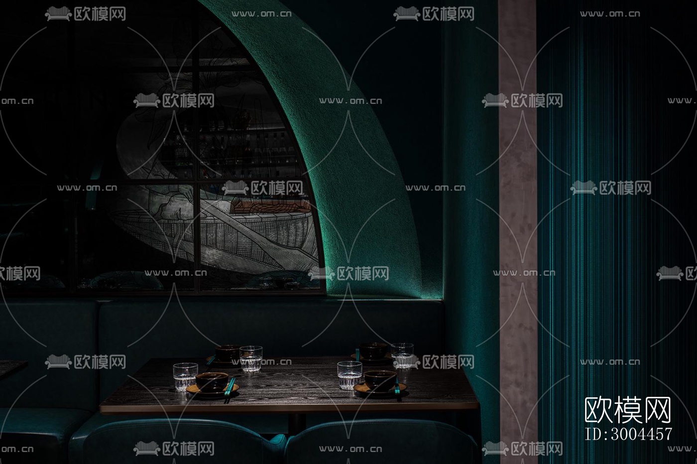 高级灰西餐厅效果图下载（渲染图11）
