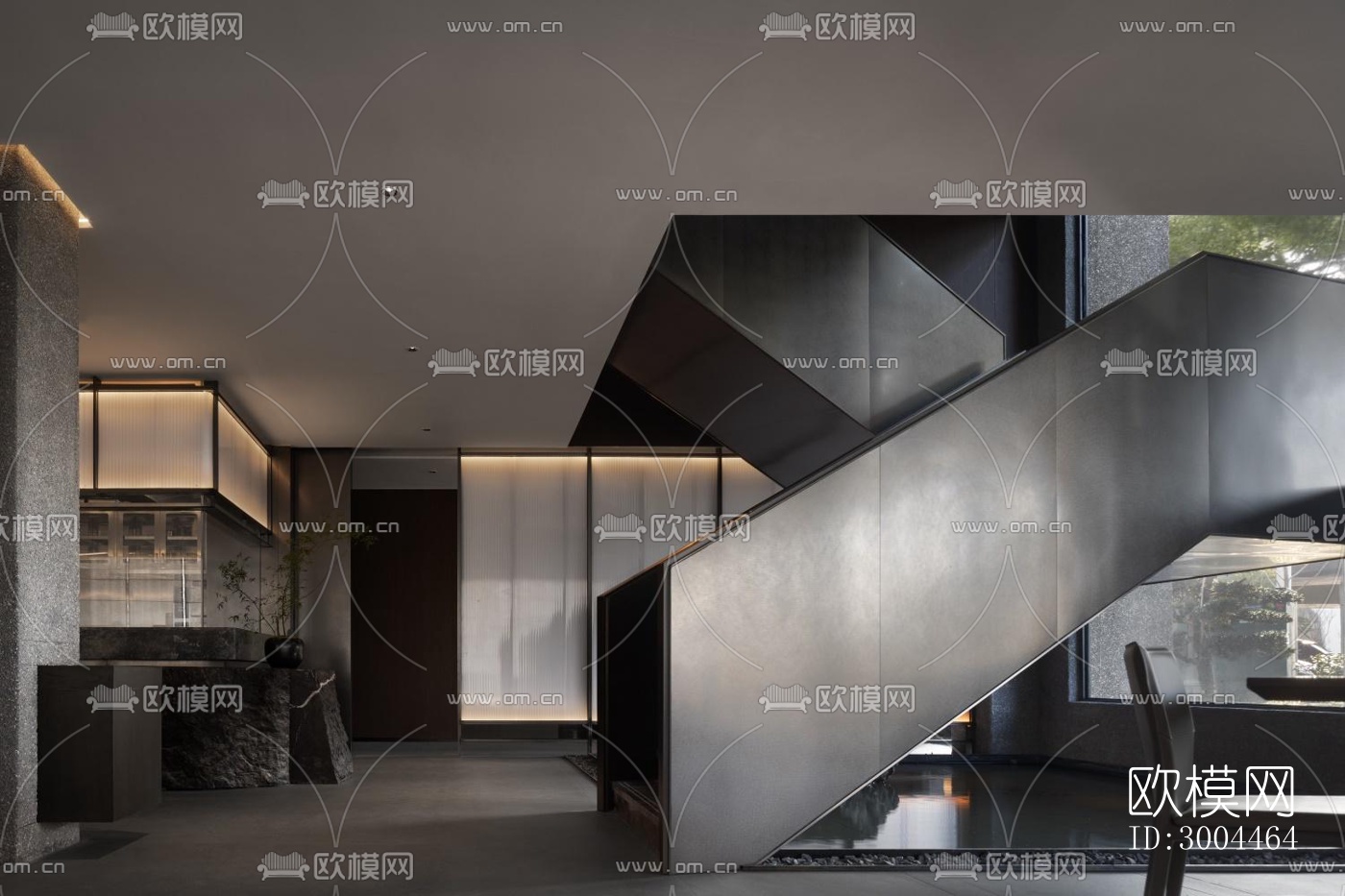 高级灰西餐厅效果图下载（渲染图9）