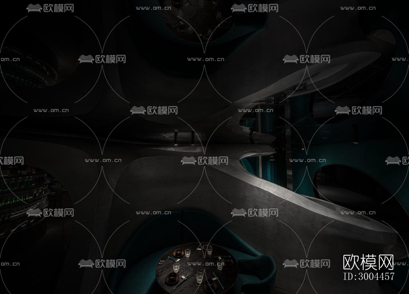 高级灰西餐厅效果图下载（渲染图15）